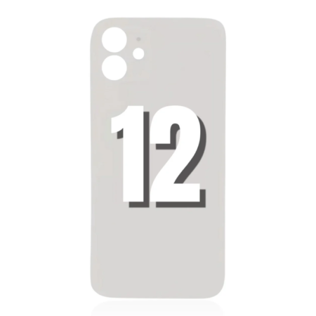 iPhone 12 / Back Glass with Camera Lens / (With Logo) (Aftermarket Plus) / White